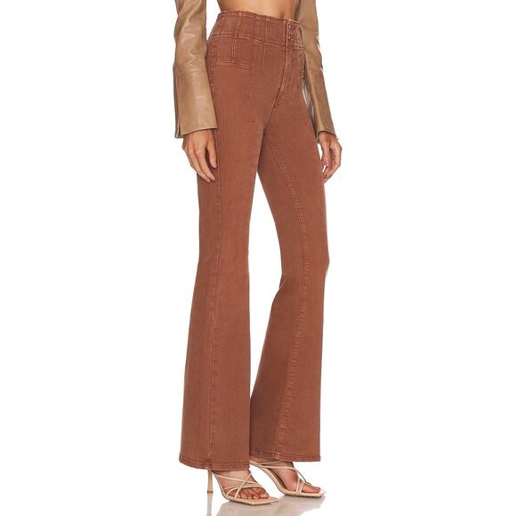Free People Jayde High Rise Flare Pant in Mesa Rust Brown | Size 31 - Picture 4 of 8